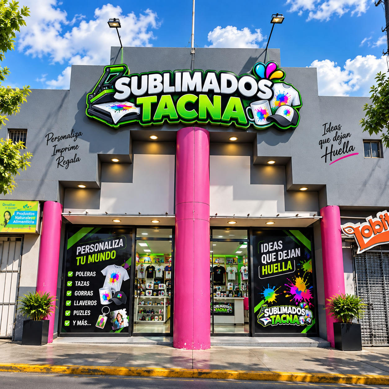 Fachada y local principal de Sublimados TACNA en C.C. Tacna Centro 2do piso Puesto 208
